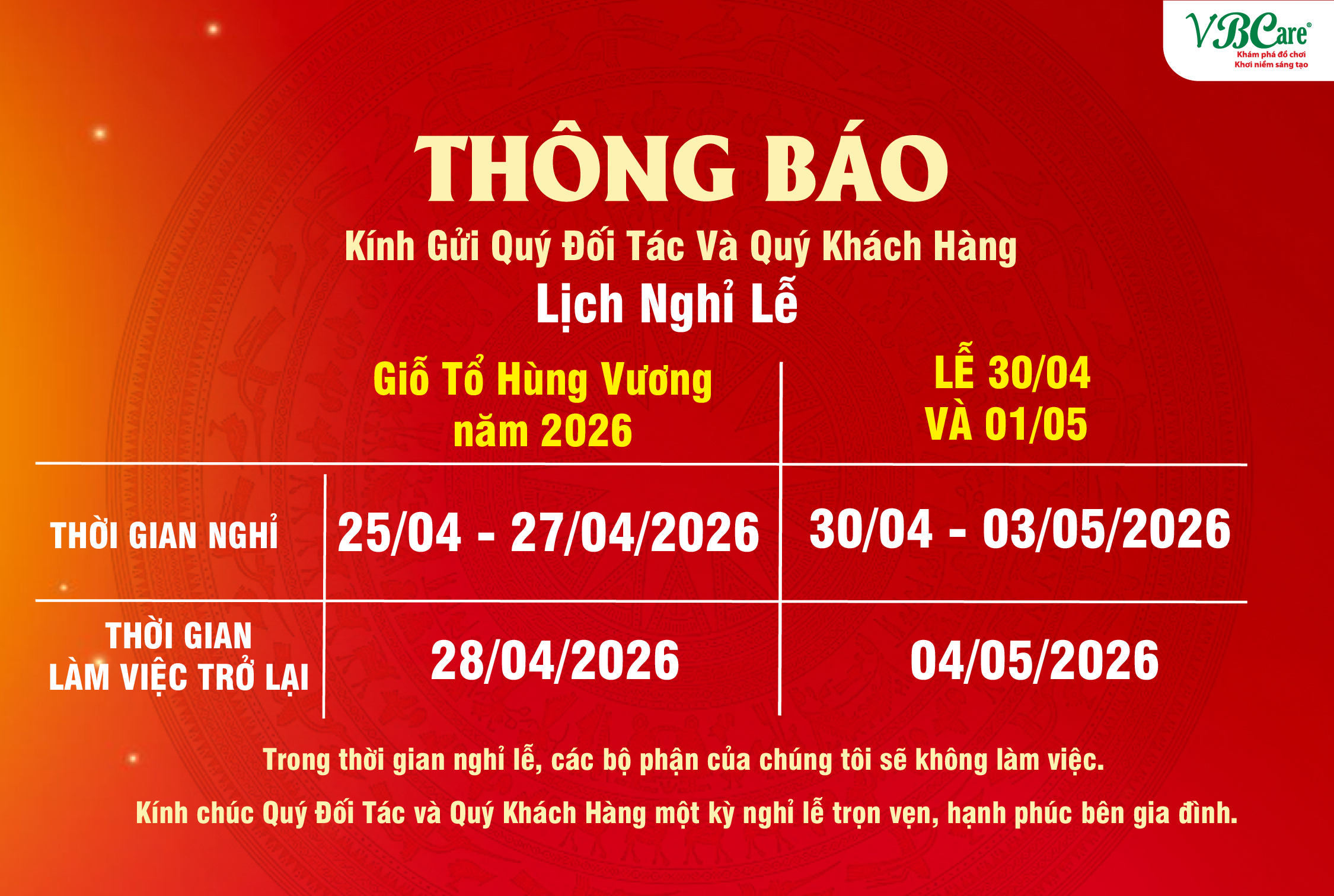 lịch nghỉ lễ