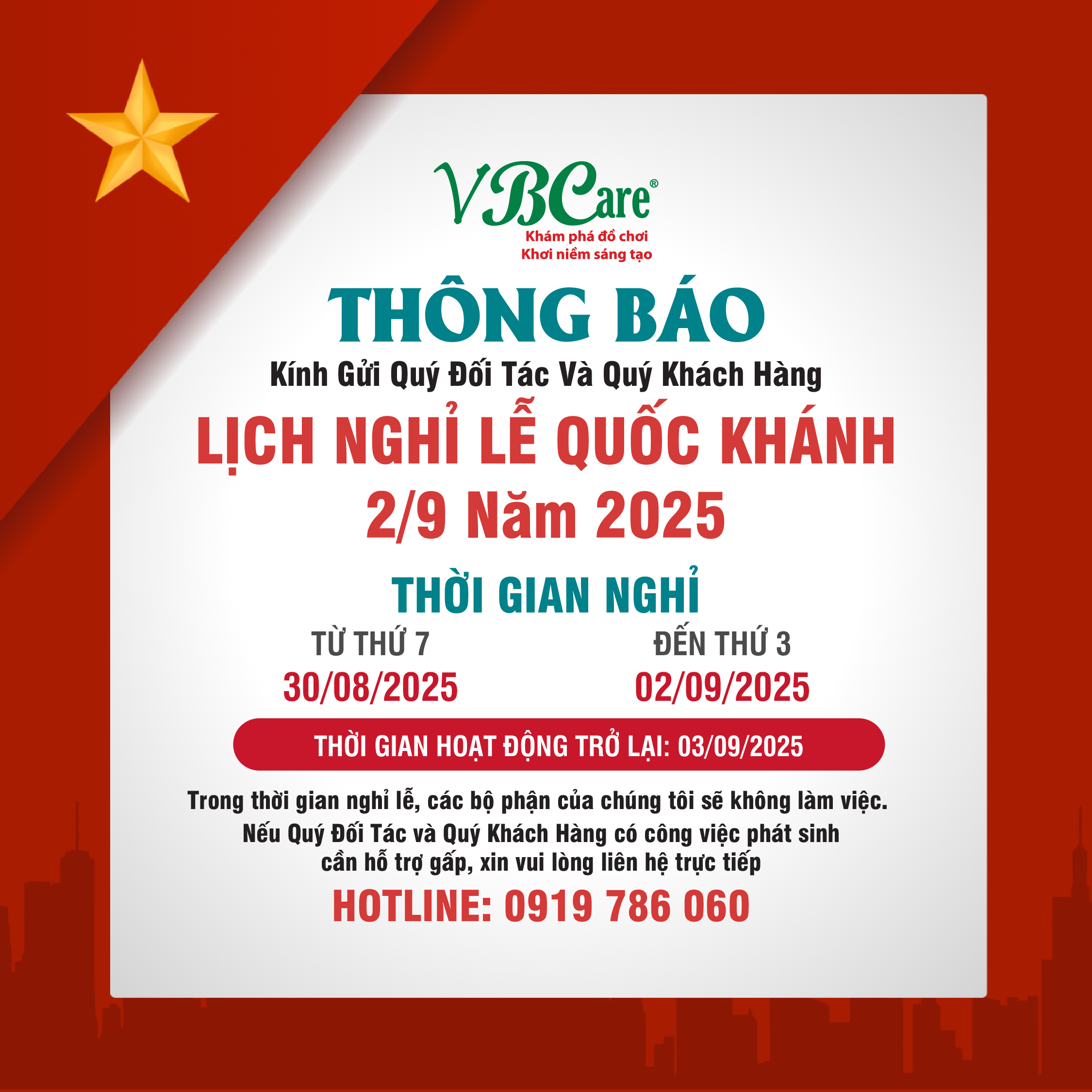 lịch nghỉ lễ quốc khánh
